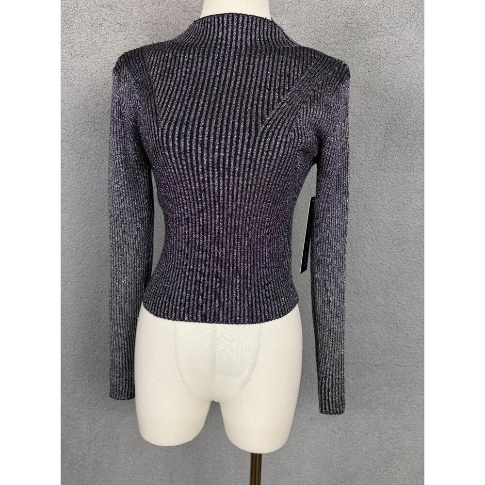 Madden Girl Juniors' Women's Metallic Ribbed Mock-Neck Sweater Small NWT's
